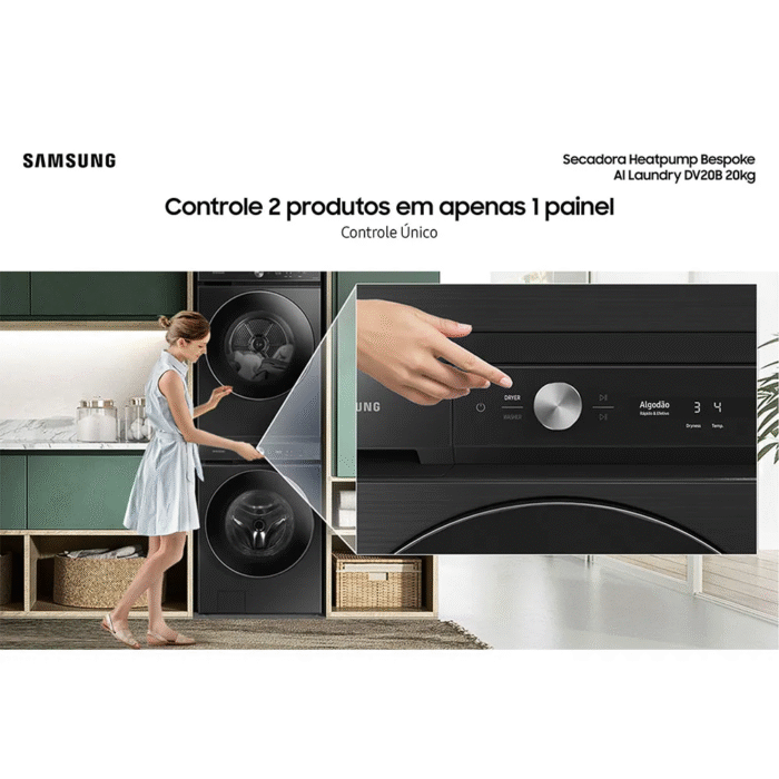 Secadora de Roupas Samsung Wi-Fi, 20Kg, DV20B, Black Caviar 220V - Imagem 7