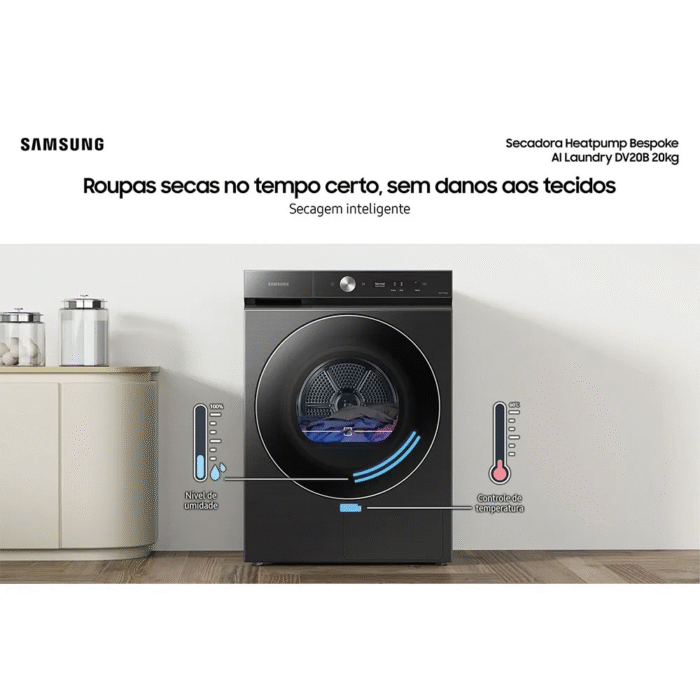 Secadora de Roupas Samsung Wi-Fi, 20Kg, DV20B, Black Caviar 220V - Imagem 6