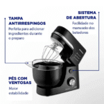 Batedeira Planetária Mondial BP03-B com 12 Velocidades 700W Tigela 4,5L - Preto - 110 Volts - Imagem 4