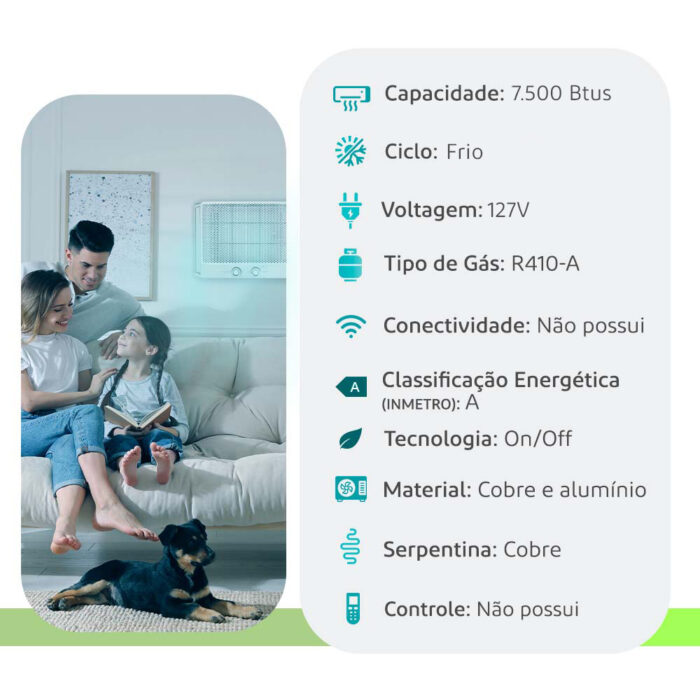 Ar Condicionado Janela Manual Springer Midea 7500 Btus Frio 127V Monofásico QCK078BB - Imagem 2