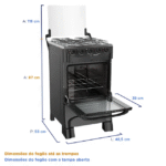 Fogão Mueller MFI4BB 4 Bocas Automático Mesa de Inox Forno 48,1L - Preto Fosco - Bivolt - Imagem 3