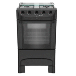 Fogão Mueller MFI4BB 4 Bocas Automático Mesa de Inox Forno 48,1L - Preto Fosco - Bivolt