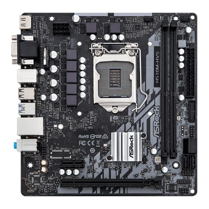 Placa Mae ASRock H510M-HVS R2.0, DDR4, Socket LGA1200, M-ATX, Chipset Intel H510, H510M-HVS-R2.0 - Imagem 1