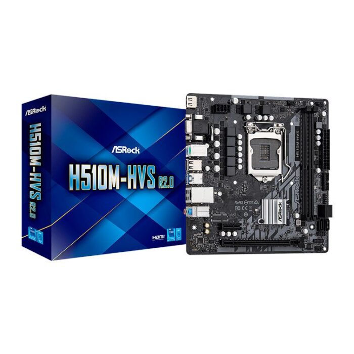 Placa Mae ASRock H510M-HVS R2.0, DDR4, Socket LGA1200, M-ATX, Chipset Intel H510, H510M-HVS-R2.0 - Imagem 2