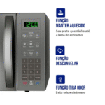 Micro-ondas de Bancada Mondial 34L Espelhado Menu dia a dia MO-02-34-E - Prata/Espelhado - 110 Volts - Imagem 2