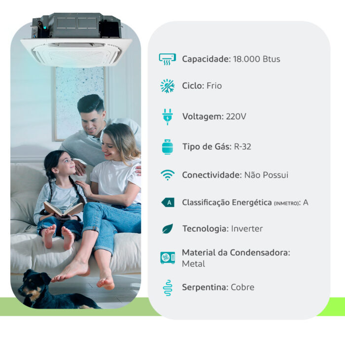 Ar Condicionado Split Cassete Inverter Plus Elgin 18000 Btus R-32 Frio 220V Monofásico 45KDFI18C2NA - Imagem 2