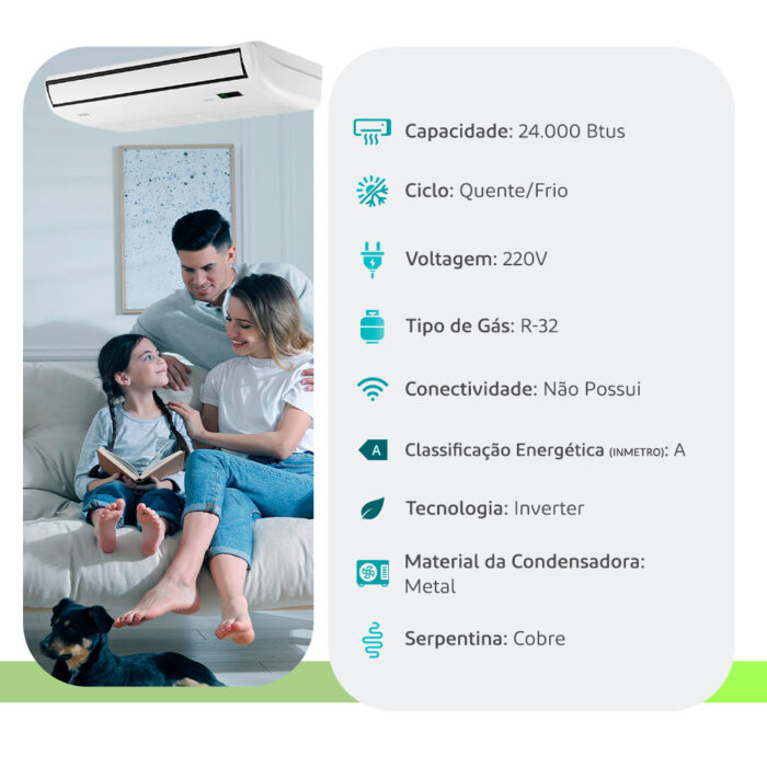 Ar Condicionado Split Piso Teto Eco Inverter R-32 Elgin 24000 Btus Quente/frio 220V Monofásico 45PVQI24C2DA - Imagem 2